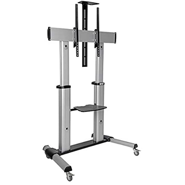 Tripp Lite Mobile Tv Stand Con Mount Led/Oled/Lcd Flat Pantalla Monitors 60” - 100” Televisions Shelf & Locking Wheels Silver 5-Year (Dmcs60100Xx)
