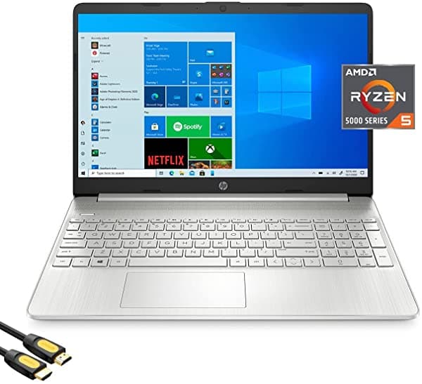 Hp Laptop Fhd Micro-Edge De 15.6 Pulgadas Amd Hexa-Core Ryzen 5 5500U (Beat I5-10500) Hasta 4.0 Ghz 32 Gb De Ram Ssd Pcie De 1 Tb Usb-C Hdmi Wi-Fi Bt Teclado Cámara Web Lector De Tarjetas Sd Cable Hdmi Win 10 15-ef2127wm