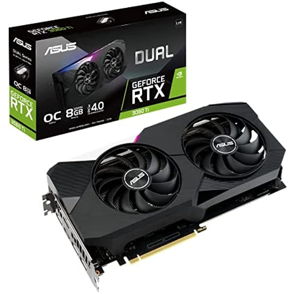 Asus Dual NVIDIA GeForce RTX 3060 Ti V2 OC Edition Placa de Video Gaming PCIe 4.0 8GB GDDR6 Memoria LHR HDMI 2.1 DisplayPort 1.4a Diseño de Ventilador DUAL-RTX3060TI-O8G-V2