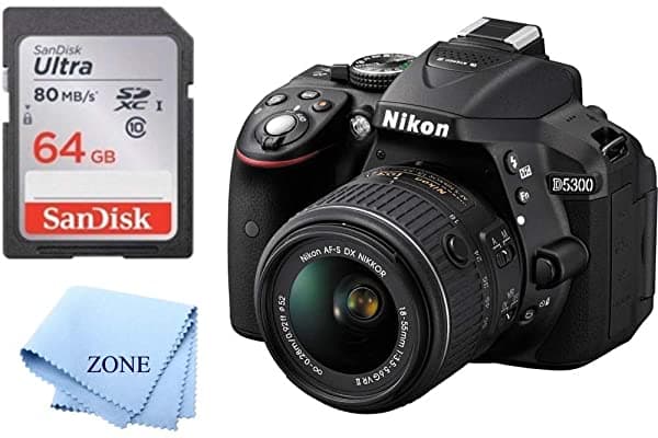 Accessory Zone Nikon D5300 1522 Negro 24.2 Mp Digital Slr Camara 18-55 Mm Lente +64Gb Sd Memory Tarjeta