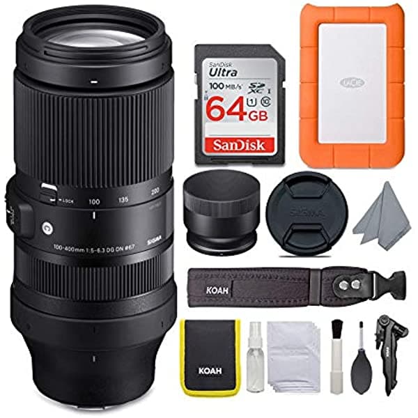 Sigma 100-400 Mm F 5-6.3 Dg Dn Os Contemporáneo Lente Sony E-Mono Bundle Lacie Rugged Mini 1Tb Drive Y 64Gb Sd Tarjeta 4 Artículos 750965_K1