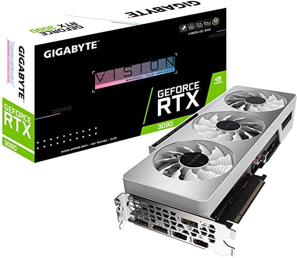 Gigabyte Geforce Rtx 3090 Vision Oc 24G Tarjeta Gráfica 3X Ventiladores Windforce 24Gb 384 Bit Gddr6X Gv-N3090 Vision Oc-24Gd Video Tarjeta A P