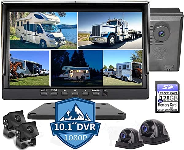 Truckeela 5 División Grande De 10.1 Pulgadas 1080P Pantalla Backup Camara Audio Monitor Y 128 Gb Dvr Dash Rv Rail Camión Del Camión Del Transver