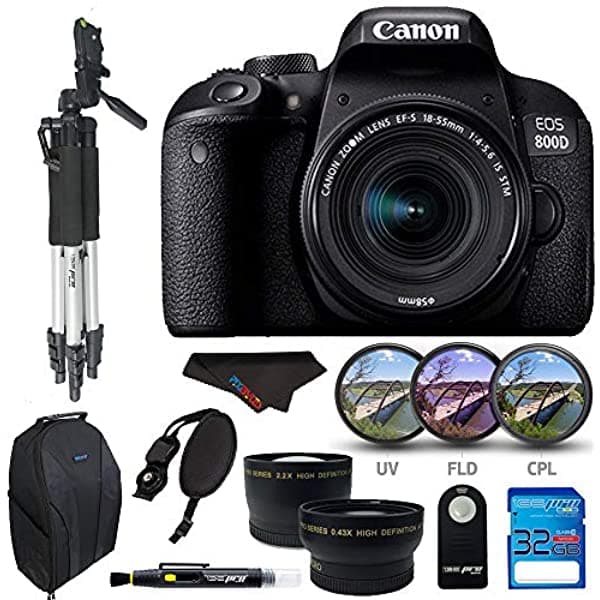 Pixibytes Canon Eos 800D T7I Ef-S 18-55 Es Stm 32Gb Tarjeta De Memoria Trípode Mochila Slr Y Pixi-Accessory Bulkdle CAN300D1855