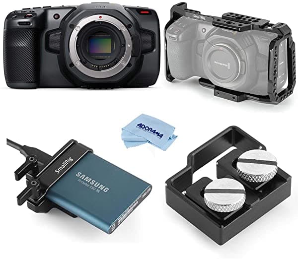 Blackmagic Design Pocket Cinema Camara 6K - Pack Con Abrazadera Para Cable Hdmi Y Usb-C De Smallrig Para Samsung T5 Ssd Jaula Para Cámara Smallrig F/Blackmagic Cinema Camara 4K/6K Gamuza De Microfibra Pocket Cinema Camera 6K