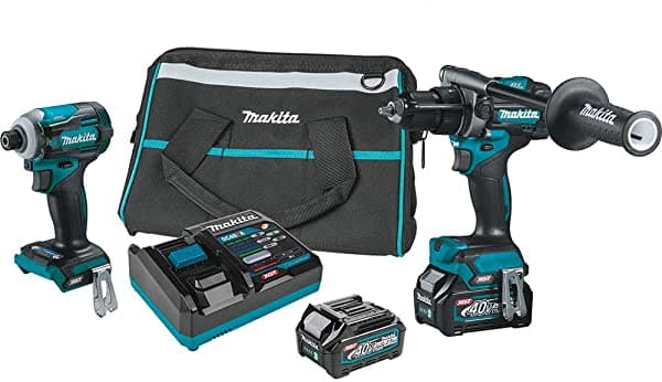 Makita Gt200D 40V Max Xgt Sin Escobillas De Iones De Litio De 1/2 Pulgadas. Taladro De Martillo Inalámbrico / Kit Combinado De Destornillador De Impacto De 4 Velocidades (2.5 Ah)