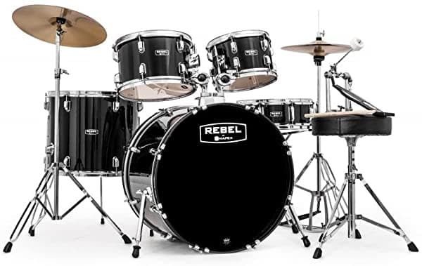 Mapex Rb5294Ftcdk Rebel Tambre De 5 Piezas Hardware Platillo Y 22 Bajo Drum Black