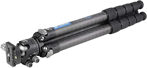 Leofoto LS-325C+LH-40 Kit de Trípode de Viaje LH-40 Fibra de Carbono CF 5 Secciones y Rótula de Bola de Perfil Bajo 1.575 in