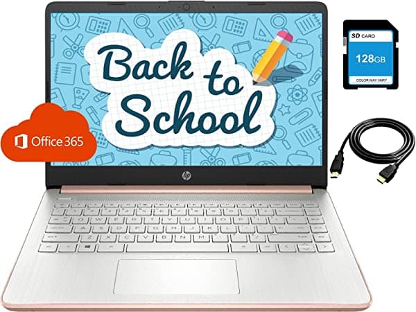 2021 Hp 14 Thin Laptop Intel N4020 16Gb Ram Fast 192Gb Storage 1-Year Office365 Webcam Wi-Fi Windows 10 S 64Gb Emmc+ 128Gb Sd Card Zoom Remote School Business Ready Rokc Bundle Rosa Back to School Office Laptop