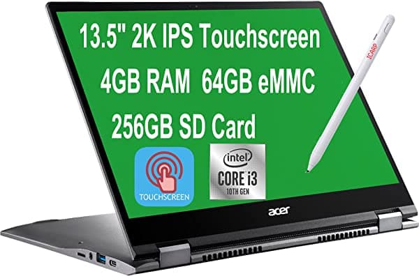 Acer Flagship Chromebook Spin 713 2 En 1 13 Laptop 13.5 2K Ips Touchsen 10Th Gen Intel Core I3-10110U Beats I5-8210Y 4Gb Ram 64Gb Emmc 256Gb Sd Tarjet Acer Chromebook Spin 713