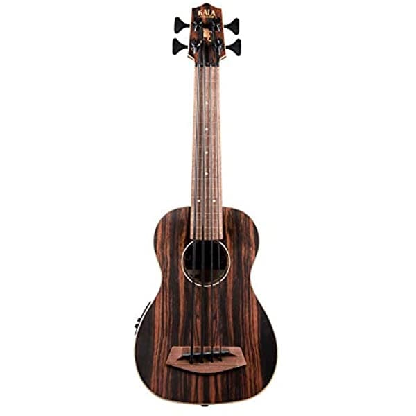 Kala Ubass-Fl Rayado Ebony Sin Trastes U-Bajo Acústica-Electric Ukelele Bajo Natural UBASS-EBY-FL