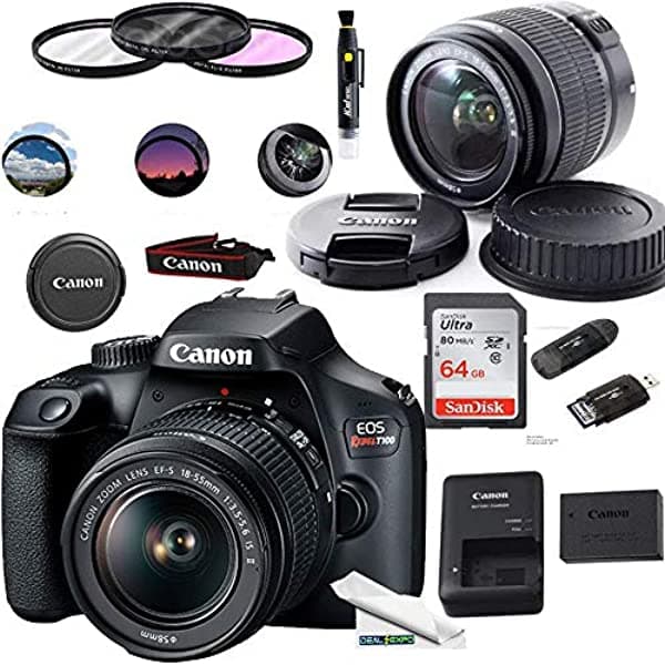 Deal-Expo Canon EOS Rebel T100 Cámara Reflex Digital con Kit de Lente 18-55mm + Pack de Accesorios Expo Básico CNT100EB