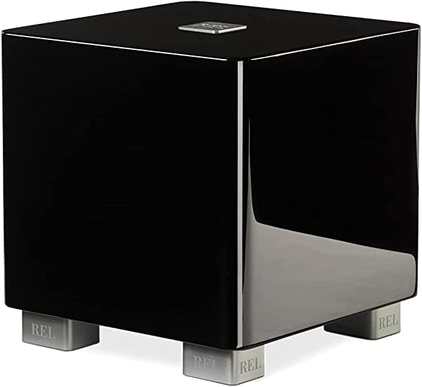 Rel Acoustics Subwoofer T/5X Controlador De Disparo Hacia Abajo De 8 Pulgadas Puerto Inalámbrico De Flecha Negro De Alto Brillo T/5x Black