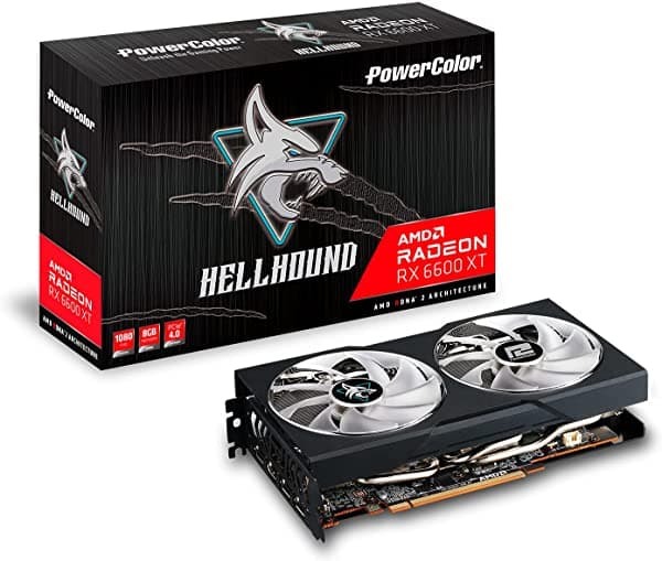 Powercolor Hellhound - Tarjeta Gráfica Amd Radeon Rx 6600 Xt Para Juegos Con Memoria Gddr6 De 8 Gb Alimentada Por Amd Rdna 2 Hdmi 2.1 ‎AXRX 6600XT 8GBD6-3DHL/OC