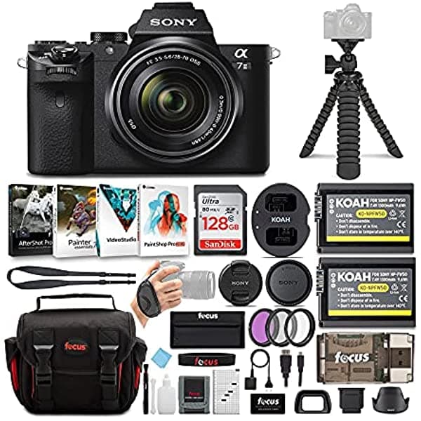 Sony Alpha A7II Cámara Digital Sin Espejo Lente 28-70 mm Kit de Accesorios Software Lente SanDisk 128GB SD Batería y Cargador Dual Trípode Spider y Más ILCE7M2K/B