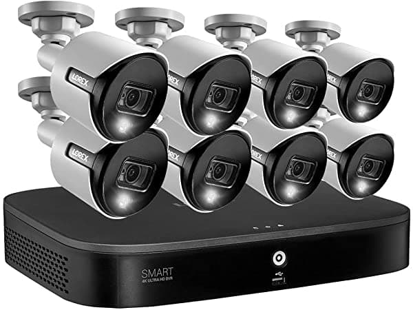 Lorex 4K Ultra Hd Indoor Outdoor Seguridad Sistema 16 Canales 2Tb Dvr Y Eight 4K 8Mp Deterrence Active Camara Con Detección De Movimiento Inteligente D86162T-88DA-E