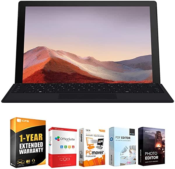 Microsoft Qwv-00007 Surface Pro 7 12.3" Touch Intel I5-1035G4 8 Gb/256 Gb Negro Paquete Con Software Elite Suite 18 (Office Suite Pro Editor De Fotos Editor De Pdf Pcmover Pro) + 1 Año De Garantía Ampliada E9MSQWV00007