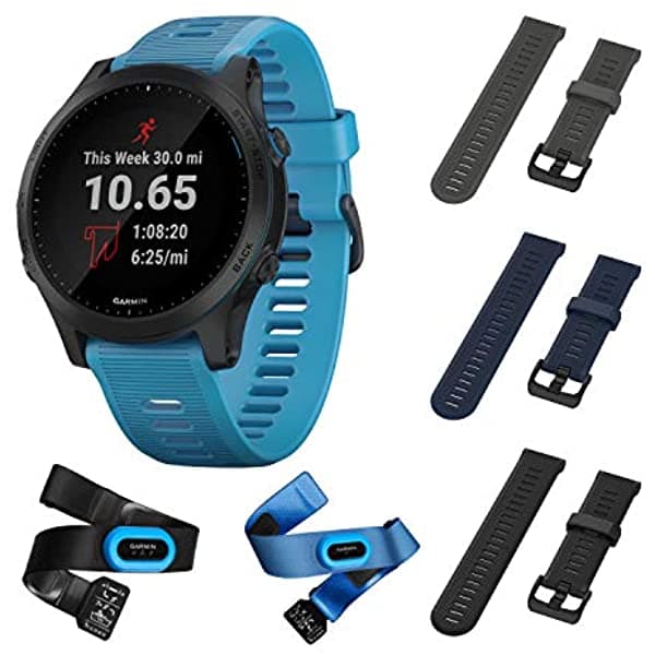 Garmin Forerunner 945 Bundle Premium Gps Running/Triathlon Smartwatch Con Música Incluida Wearable4U 3 Correas Bundle (Azul/Azul Marino/Negro)