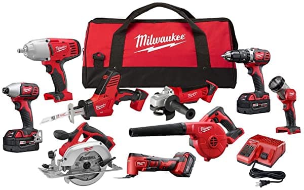 MILWAUKEE M18 Kit Combo de Herramientas Inalámbricas de Iones de Litio de 18 Voltios (9 Herramientas) con (3) Baterías de 4.0 Ah, Cargador y Bolsa para Herramientas 2695-29P