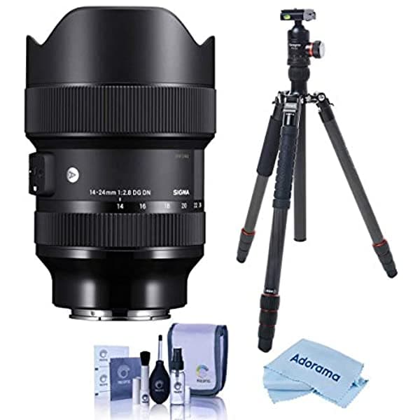 Sigma 14-24 Mm F 2.8 Dg Dn Art Lente Sony E-Mono Monte Bundle Fotopro X-Go Max Carbon Fiber Trípode Monopod Incorporado Fph-62Q Kit De Limpieza De La 14-24mm ART