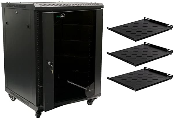 Navepoint 15U Servidor De Montaje En Pared Gabinete De Datos 24" Profundidad Puerta De Vidrio Cerradura Ruedas Y Estantes 400451979