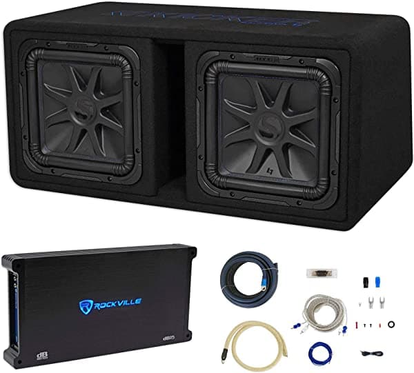 Kicker 44Dl7S122 - Caja De Subwoofer Cargada L7 Solo-Baric L7S De 12 Pulgadas 3000 W Amplificador Y Cables 44DL7S122+DB15+RWK0CU