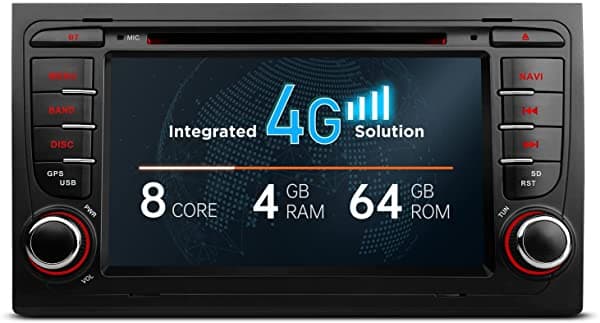 Xtrons Reproductor de DVD Estereo para Auto 7 Pulgadas Pantalla Tactil Android 10 Doble Din Navegacion GPS Octa Core 4G RAM 64G ROM Compatible Con Android Auto OBD DVR Camara de Retroceso Para Audi A4 S4 RS4 PB78AA4RP
