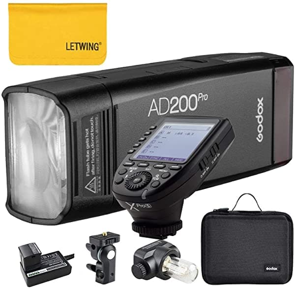 Godox Ad200Pro Ttl 2.4G Hss 1/8000S - Linterna De Bolsillo Con Doble Cabezal 200 W Batería De Litio De 144 V/2900 Mah Compatible Con Cámara Sony
