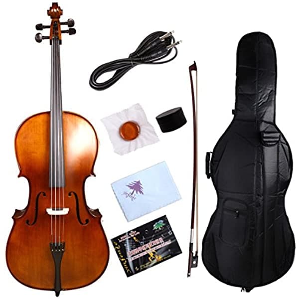 Yinfente Electric Acústica Violonchelo 4 4 Solid Maple Spruce Wood Ebony Accesorios De Sonido Sweet Celo Funda Bow Brown