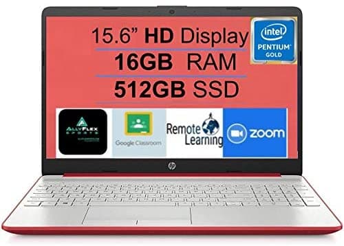 Laptop Hp 15 De 15.6 Pulgadas Con Pantalla Hd De 2021 Intel Pentium Gold 6405U 2.4 Ghz 16Gb Ddr4 Ram 512Gb Ssd Hdmi Usb-C Wifi Cámara Web Win10 Rojo Escarlata + Alfombrilla De Mouse Allyflex Lista Para Clase En Línea hp 15 6405U
