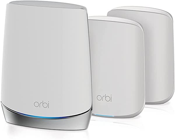 Netgear Orbi - Sistema Wifi 6 De Malla Tribanda Para Todo El Hogar (Rbk653) - Enrutador Con 2 Extensores De Satélite Cobertura De Hasta 6000 Pies Cuadrados 40 Dispositivos Ax3000 (Hasta 3 Gbps) RBK653-100NAS