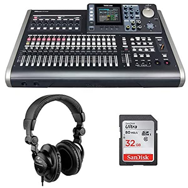 Tascam Dp-24Sd Portastudio Digital De 24 Pistas Con Auriculares Polsen Hpc-A30 Monitor Y Paquete De Tarjeta De Memoria De 32 Gb
