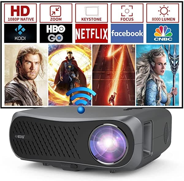 ZCGIOBN Mini Proyector Wifi Bluetooth Full Hd 1080P Compatible Proyector De Películas Portátil Al Aire Libre Con Pantalla Inalámbrica Y Sistema Operativo Android Proyector De Cine En Casa Con Hdmi Usb Para Tv Stick/Phone/Pc/Laptop US7-900DAB-3
