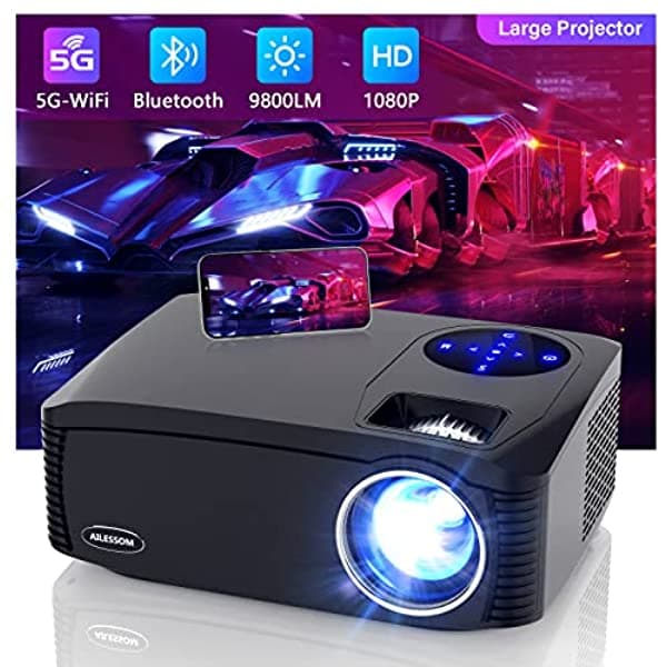 Proyector Bluetooth Native 1080P 5G Wifi Ailessom 750Ansi De 450 Pulgadas Compatible Con Proyector De Película 4K Alto Brillo Para Cine En Casa Y Negocios Compatible Con Ios/Android/Tv Stick/Ps4/Hdmi/Usb/Ppt