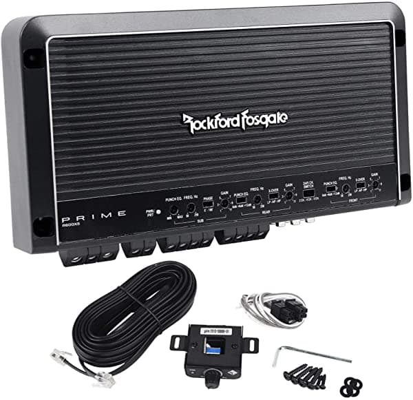 Rockford Fosgate R600X5 Prime Series - Amplificador De Coche De 5 Canales (50 W Rms X 4 A 4 Ohmios) + 300 W Rms X 1 A 2 Ohmios Amplificador + Kit De Amplificador Completo + Rca