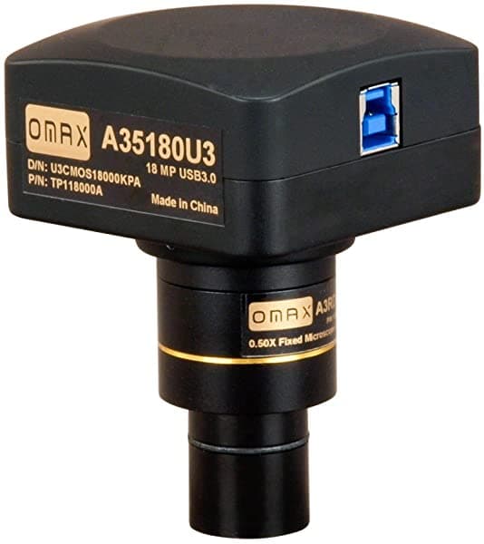 Omax Cámara Digital Para Microscopio De 18.0Mp Usb3.0 Con Diapositiva De Calibración De 001 Mm (Compatible Con Windows 8 Y 10 Mac Os X Linux) A35180U3