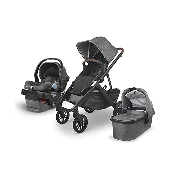 Uppababy Vista V2 Stroller - Greyson (Melange De Carbón/Carbono/Cuero De Silla De Montar) + Asiento Para El Automóvil Infantil Mesa - Jordan (Melange ‎0320-VIS-US-GRY/1017-MSA-US-JOR