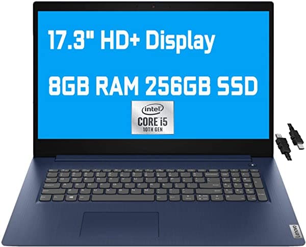 2021 Insignia Lenovo Ideapad 3 Business Laptop 17.3" Hd+ Pantalla 10ª Generación Intel 4-Core I5-1035G1 (Beats I7-8665U) 8Gb Ram 256Gb Ssd Intel Uhd Graphics Fingerprint Dolby Wifi Win10 + Cable Hdmi Lenovo IdeaPad 3 i5 Laptop