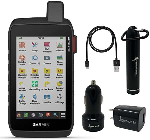 Wearable4U Garmin Montana 750I Rugged Gps Touchscreen Navigator Con Tecnología Inreach Y Cámara De 8 Megapíxeles Con El Paquete De Paquete De Potencia A P 010-02347-00