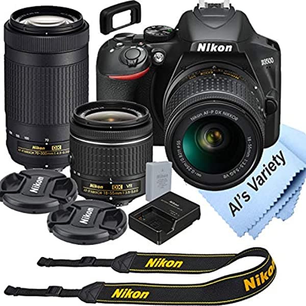 Nikon D3500 Kit De Cámara Dslr Con Lentes Zoom Vr De 18-55 Mm + 70-300 Mm | 24.2 Mp Sensor Cmos | Procesador De Imágenes Expede 4 Grabación De Video