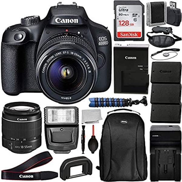 Fumfie Canon International Eos 4000D Dslr Camara Con Ef-S 18-55 Mm F/3.5-5.6 Iii Lente Y Paquete De Accesorios De Lujo-Incluye Tarjeta De Memoria Sandisk Ul 2628C003