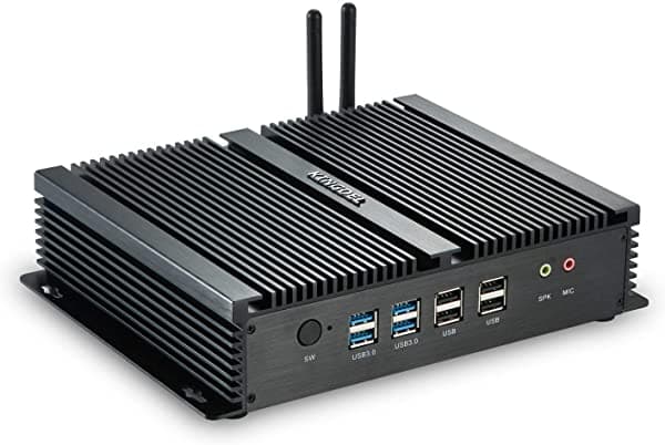 Kingdel Mini Pc De Escritorio Sin Ventilador Computadora Industrial Con Cpu Intel I7 8 Gb De Ram Ssd De 256 Gb 2 Nics 2 Puertos Hd 4 Usb 3.0 6 Com Rs232 Windows 11 Pro ‎NC 4000 i7