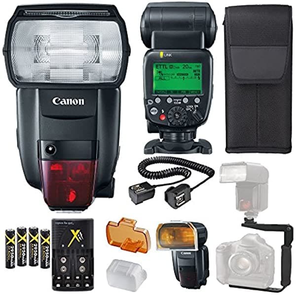 Canon Speedlite 600Ex Ii-Rt Flash + Canon Case Speedlite + 4 Aa Aa Aa Baterias Recargables Y Cargador + Flash L Soportet + Ttl Cord PZ-600EXIIRT-5-4-17