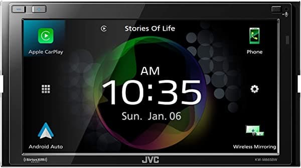 Jvc Kw-M865Bw Wi-Fi Integrado Para Carplay Android Auto Pantalla Táctil Lcd De 6.8 Pulgadas Am/Fm Bluetooth Reproductor Mp3 Puerto Usb Doble Din Ecualizador De 13 Bandas Radio De Coche Siriusxm
