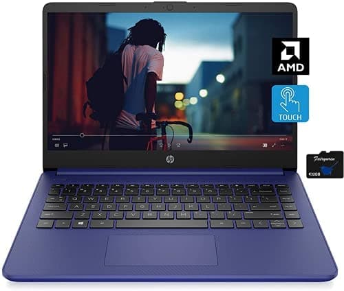 2021 Hp Portátil Con Pantalla Táctil De 14 Pulgadas Procesador Amd 3020E 4 Gb De Ram 64 Gb De Almacenamiento Emmc Wifi 5 Cámara Web Hdmi Windows 10 S Con Office 365 Durante 1 Año + Tarjeta Fairywren (Azul) HP 14 Laptop