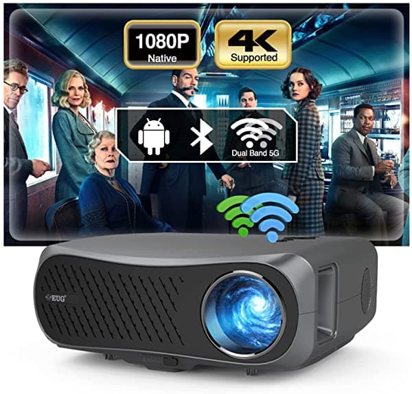 CAIWEI 5G Wifi 8000 Lumber Full Hd Wifi Proyector Con Bluetooth 1920X1080P Native Soport Projectores De Películas 4K Sistema De Cine Al Aire Libre 2G+16G Os 900DAB-05F