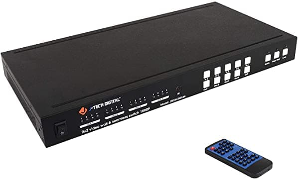 J-Tech Digital Controlador De Pared De Video Hdmi 2X2 Sin Costuras 4X4 1080P Hdcp1.4 Hdmi Matrix Switch Con Control Remoto Ir Control Remoto De Interfaz Web De Pc Rs232 Controladores Jtd-P8 [Jtech-Smx44]