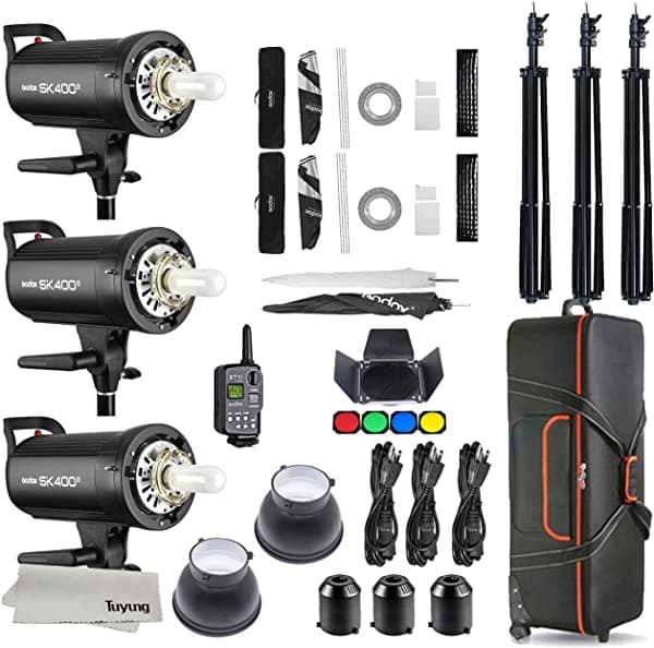 Godox Goodox Sk400Ii 3 X 400Ws 2.4G Kits De Flash De Montaje Estroboscópico Para La Fotografía De Retrato De Iluminación Soportes De Luz Softbo SK400II--KIT