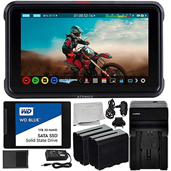 Atomos Ninja V 5 "4K Hdmi Monitor De Grabación Con Wd Blue Ssdmini (1Tb) Bundle Essential-Incluye: 2X Batería De Iones De Litio Recargable + Cargador ATOMNJAV01S1TEB