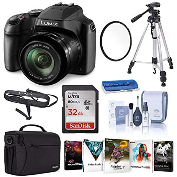 Panasonic Lumix Dc-Fz80 Cámara Digital 4K 18.1 Megapíxeles 60X Zoom 20-1200 Mm Bundador De Inicio Con Estuche Trípode Filtro Uv Tarjeta Sd De 32